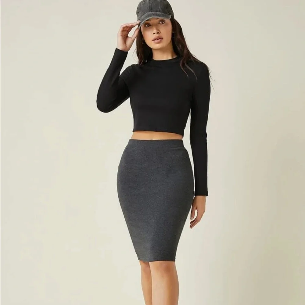 Minimalist 90s crop top long sleeve shirt black - Picture 3 of 9